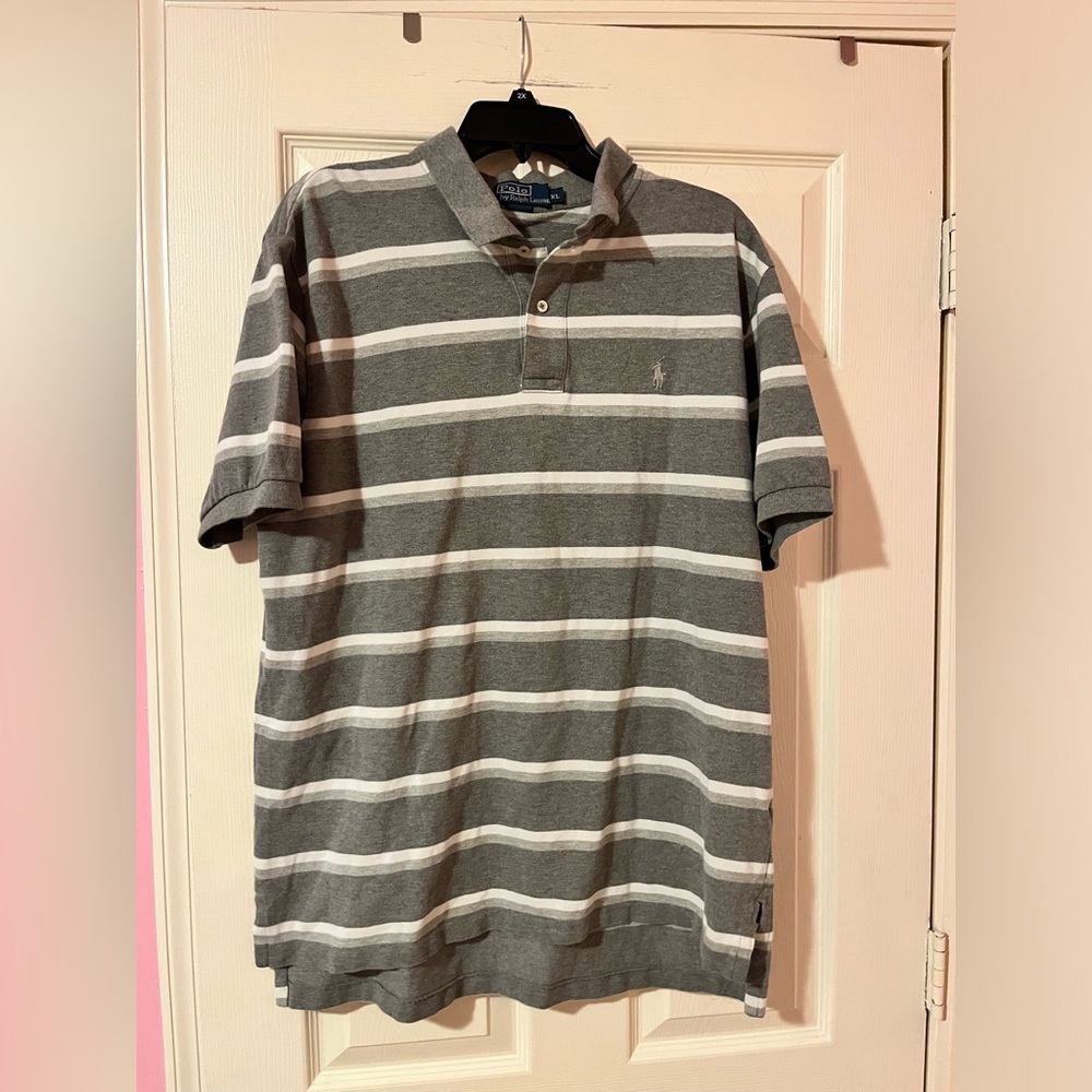 Polo Ralph Lauren Men's Gray Striped Polo Shirt